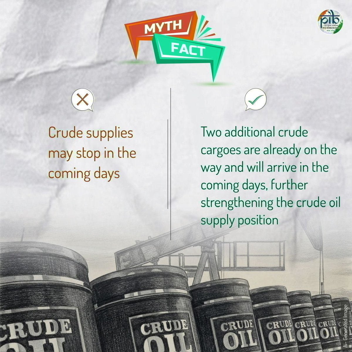 HPCL's tweet image. There is no disruption in crude oil supply.

Additional cargoes are already on the way and will further strengthen India’s supply position in the coming days.

Avoid rumours. Trust official updates.

@HardeepSPuri @PetroleumMin @TheSureshGopi @Secretary_MoPNG @neerajmittalias