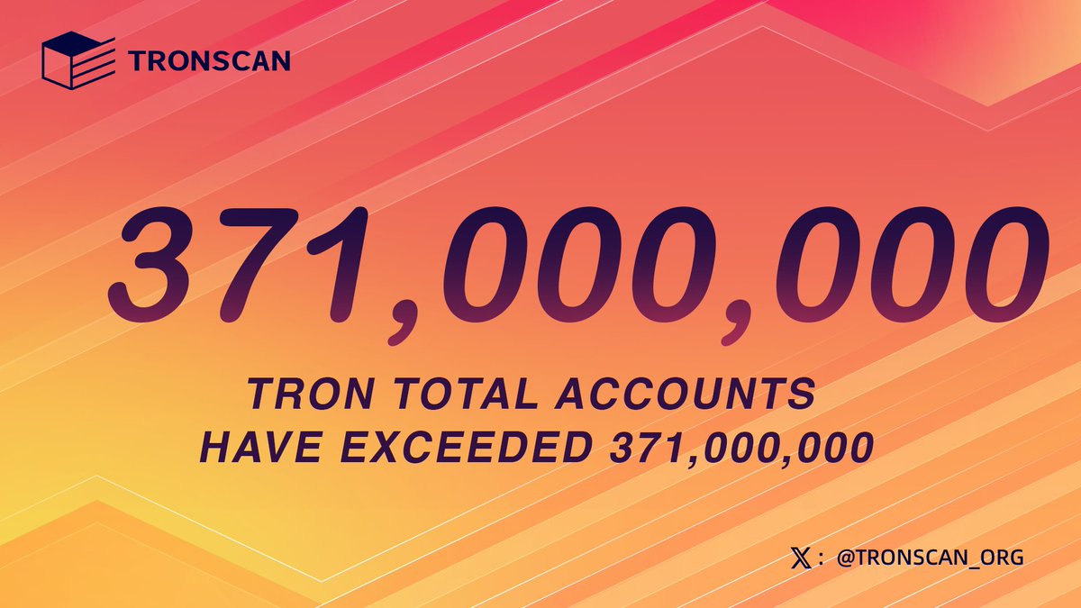 🎉 Общее количество аккаунтов TRON превысило 371 млн!

Экосистема TRON продолжает стремительно расти, и мы продолжаем нашу миссию по децентрализации будущего.