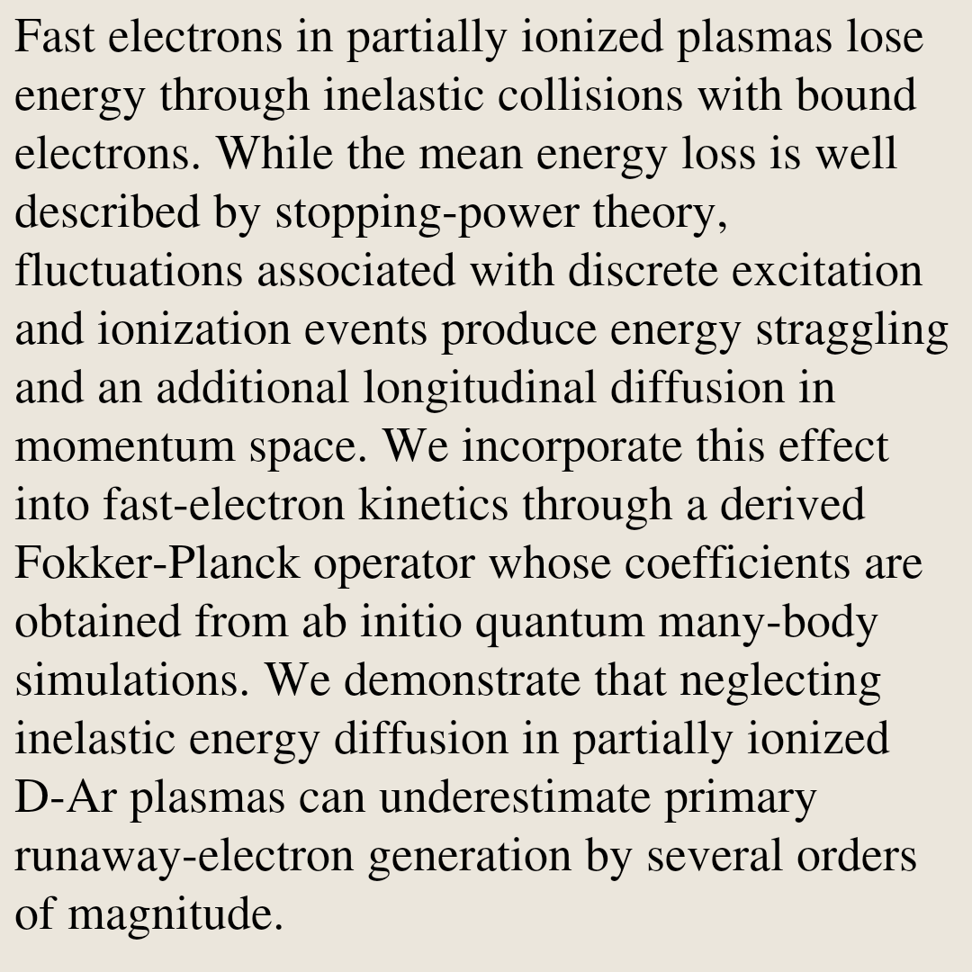 Quantum Kinetics of Fast-Electron Inelastic Collisions in Partially-Ionized Plasmas

Yeongsun Lee, Pavel Aleynikov, Jong-Kyu Park
arxiv.org/abs/2603.18715 [𝚙𝚑𝚢𝚜𝚒𝚌𝚜.𝚙𝚕𝚊𝚜𝚖-𝚙𝚑 𝚚𝚞𝚊𝚗𝚝-𝚙𝚑]