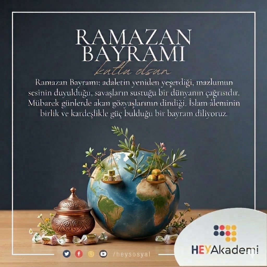 Ramazan Bayramı; adaletin yeniden yeşerdiği, mazlumun sesinin duyulduğu, savaşların sustuğu bir dünyanın çağrısıdır. Mübarek günlerde akan gözyaşlarının dindiği, İslam âleminin birlik ve kardeşlikle güç bulduğu bir bayram diliyoruz.