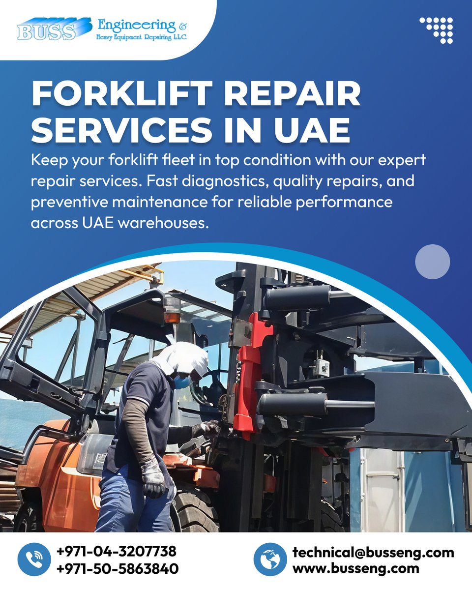 BussEngineering's tweet image. 🔧Forklift Repair Services in UAE🔧
Ensure safety and efficiency with Buss Engineering’s trusted forklift repair solutions.
📞+971-04-3207738,50-5863840
📧technical@busseng.com
🌐busseng.com

#ForkliftRepair #EquipmentMaintenance #WarehouseSafety #HeavyEquipmentRepair