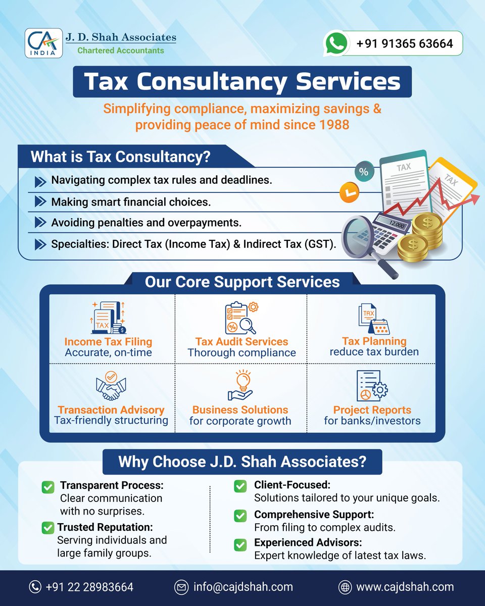 cajdshah_mumbai's tweet image. 𝐍𝐚𝐯𝐢𝐠𝐚𝐭𝐢𝐧𝐠 𝐭𝐡𝐞 𝐂𝐨𝐦𝐩𝐥𝐞𝐱𝐢𝐭𝐢𝐞𝐬 𝐨𝐟 𝐓𝐚𝐱𝐚𝐭𝐢𝐨𝐧: 𝐘𝐨𝐮𝐫 𝐆𝐮𝐢𝐝𝐞 𝐭𝐨 𝐒𝐭𝐫𝐚𝐭𝐞𝐠𝐢𝐜 𝐂𝐨𝐦𝐩𝐥𝐢𝐚𝐧𝐜𝐞

𝐑𝐞𝐚𝐝 𝐦𝐨𝐫𝐞: cajdshah.com/tax-consultanc…

𝐂𝐎𝐍𝐓𝐀𝐂𝐓 𝐔𝐒
☎️+91 022 28983664
✉ info@cajdshah.com

#TaxConsultancy #JDShahAssociates