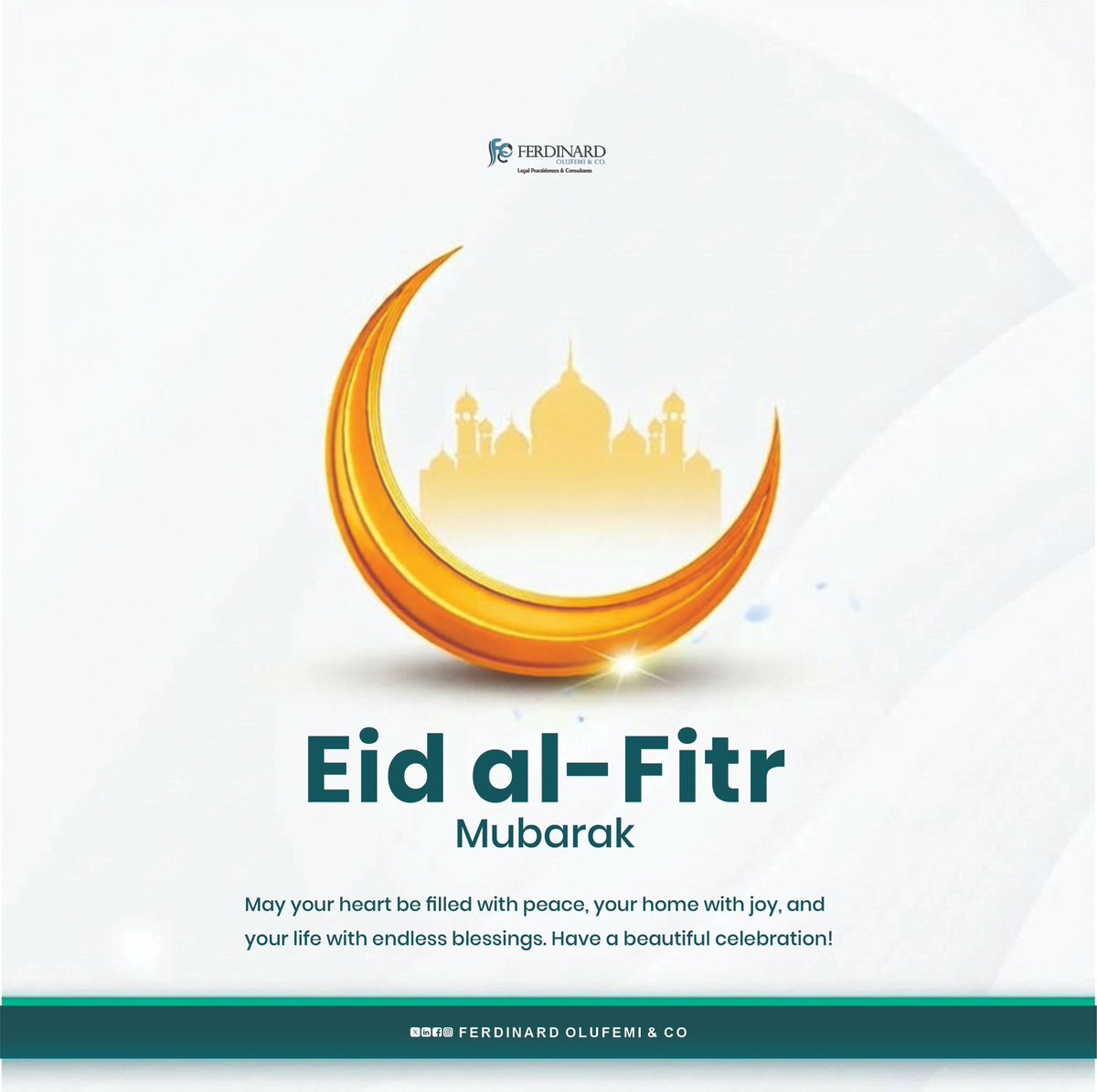 FocLegal's tweet photo. May this season bring renewed hope, success, and happiness to all.

Happy Eid al-Fitr from all of us at FOC Legal. 

#FOCLegal
#EidMubarak
#EidAlFitr
#LawFirmInIkeja https://t.co/aLS6zBlC08