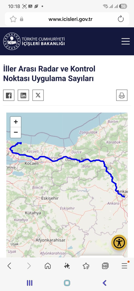 Serkan__Atasoy's tweet photo. #Radar 
Öncelikle #trafik kurallarina, isaret ve isaretcilerine uymanızı onemle rica ederek İçişleri Bakanlıǧımızın kendi sitesinde yer alan Güzergahınızdaki #hızkoridoru, #radar ve kontrol noktalarının sayısını görüntüleyebileceginiz bir alan olusturdugu bilgisini paylasmak isterim. 

Siteye yer alan bilgi de şöyle:
"Paylaşılan veriler; seçilen güzergah üzerindeki Polis ve Jandarma birimlerimizin yürüttüğü trafik uygulamalarını kapsamakta olup 30 dakikada bir yenilenmektedir."

https://t.co/RlBPUtFm0A

Bilginize.
Guvenli ve Emniyetli Sürüşler...