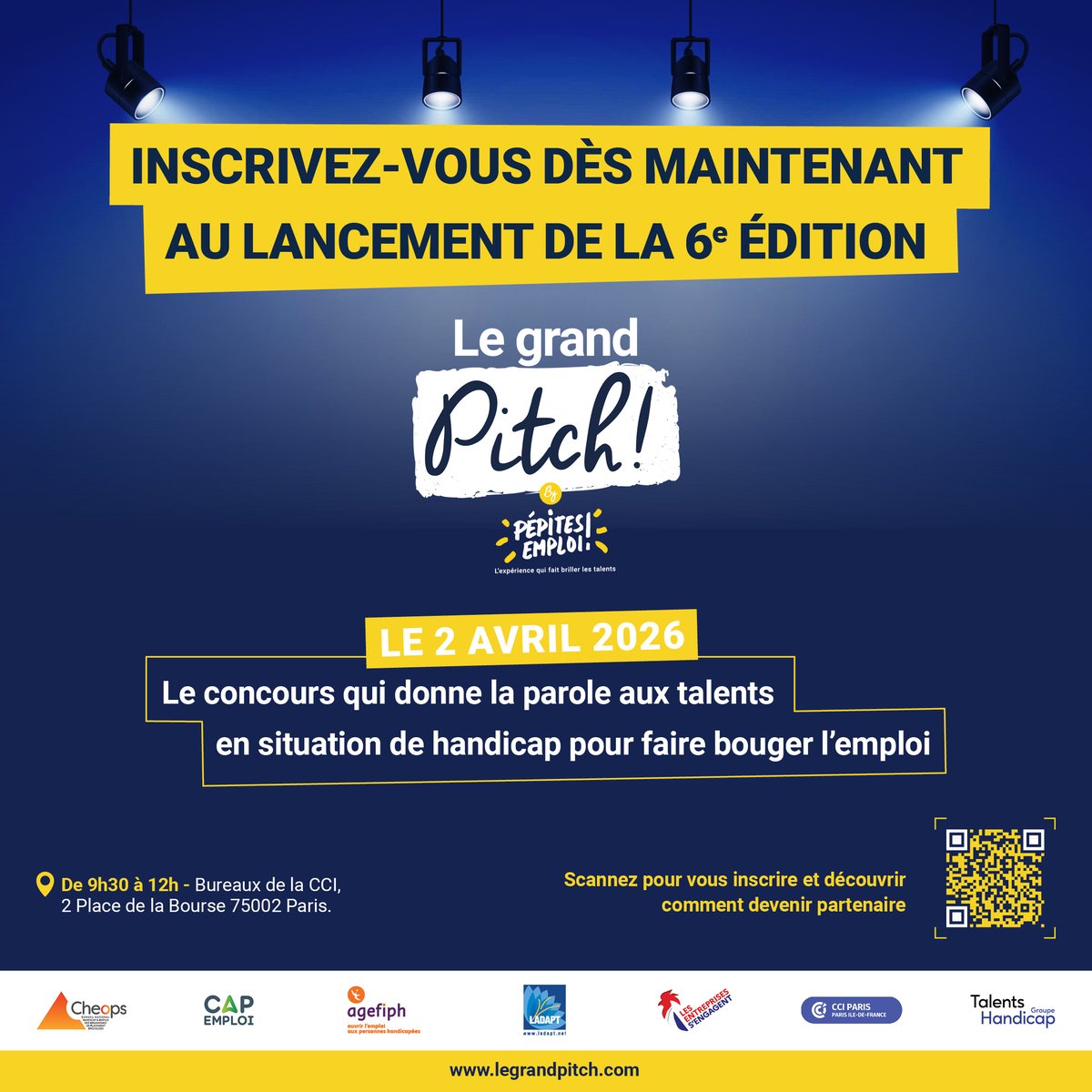 CCI_75's tweet photo. ✨🎤Lancement de la 6e édition du concours “Le Grand Pitch”, un concours d’art oratoire dédié au handicap ! Faites partie de l'aventure et découvrez comment devenir partenaire de cette belle initiative 👉🏻 https://t.co/B7ApauZyxW https://t.co/B4Ql2rzESj