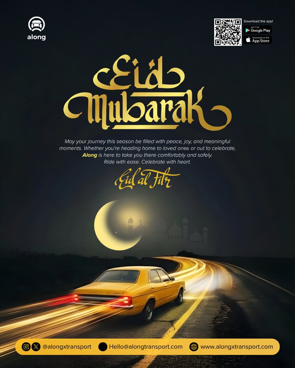 AlongxTransport's tweet image. Eid Mubarak! 🌙

Wishing you safe journeys and joyful celebrations this Eid al-Fitr. Along is here to get you where you need to be.

#EidMubarak #EidAlFitr #AlongTransport #SafeTravels