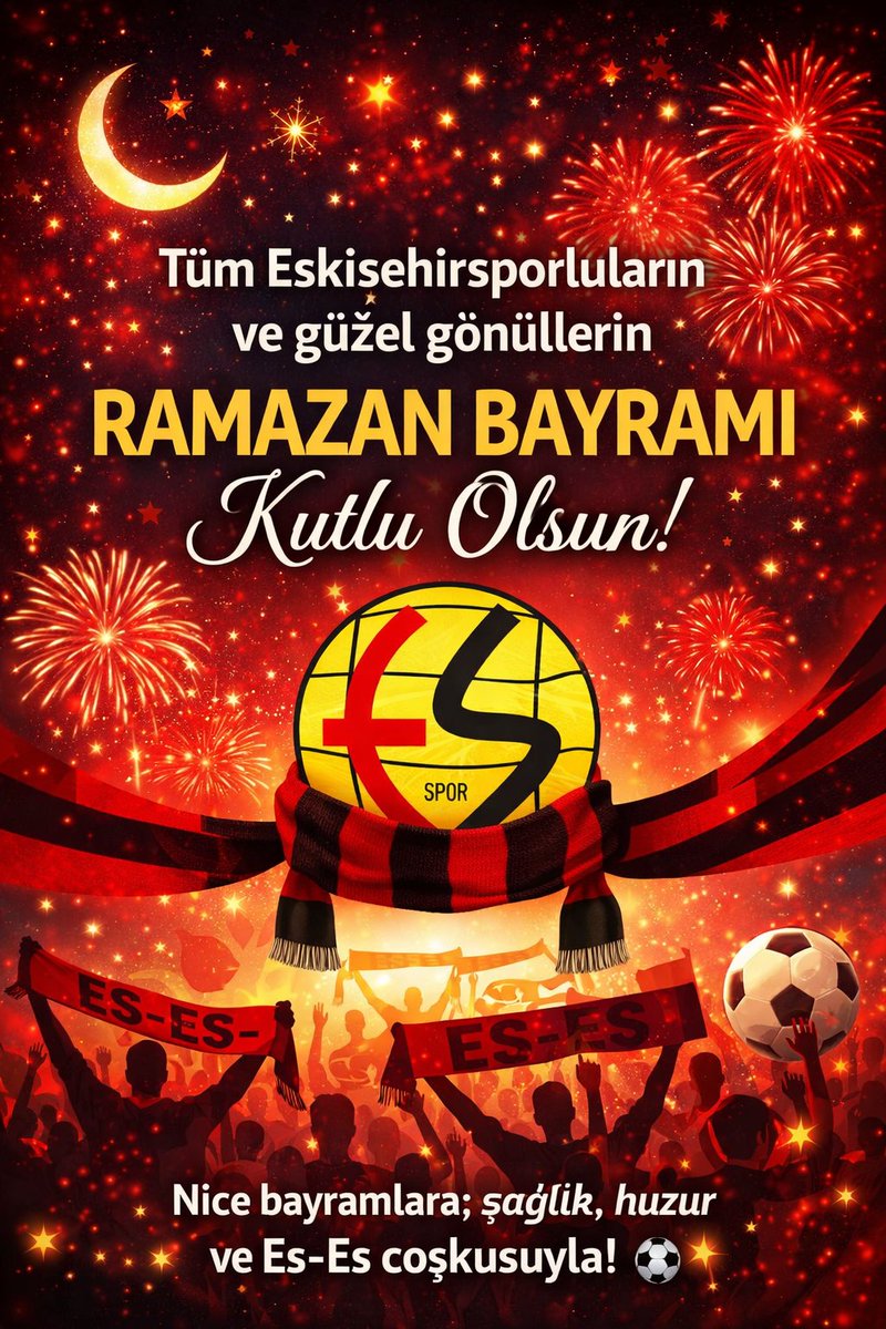 EsesBasgan's tweet photo. Kırmızı siyah sevdanın en güzel haliyle ❤️🖤
Tüm Eskişehirsporluların ve güzel gönüllerin Ramazan Bayramı kutlu olsun!

Nice bayramlara; sağlık, huzur ve Es-Es coşkusuyla! ⚽✨ https://t.co/Er7GjeNtIv