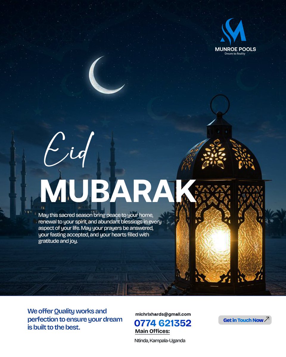 munroepools's tweet image. Wishing all our clients and partners a blessed and joyous #EidMubarak. 🕌 We hope this day brings abundant blessings to every aspect of your life.💙

#MunroePools #SwimmingPools #EidAlFitr #PoolContructors