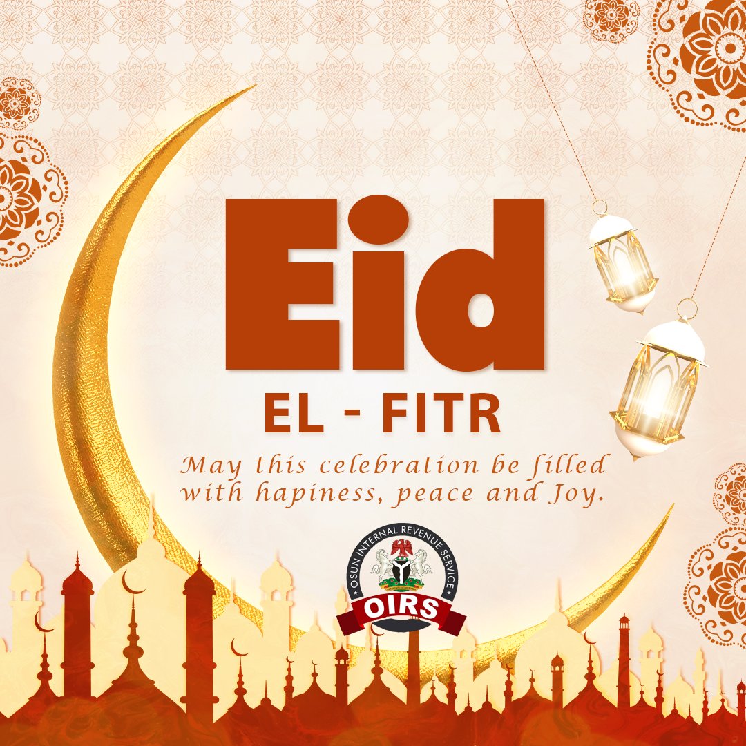 osunirs's tweet photo. Happy Eid Ul-Fitr, we extend our warmest wishes to the Muslim ummah and the general public. May this Eid bring you joy, peace, and cherished moments with loved ones. Eid Mubarak from all of us at Osun Internal Revenue Service. 🕌

#Osun #EidUlFitr #OsunInternalRevenueService https://t.co/RIy0XkQGqz