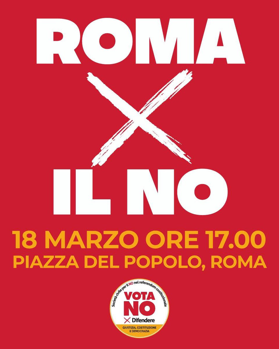 18 MARZO: TUTTE E TUTTI IN PIAZZA PER IL NO!

Mercoledì 18 marzo ci vediamo alle ore 17:00 in Piazza del Popolo a Roma per la chiusura della campagna per il NO al referendum sulla giustizia.

📅 Mercoledì 18 marzo – ore 17:00
📍 Piazza del Popolo, Roma