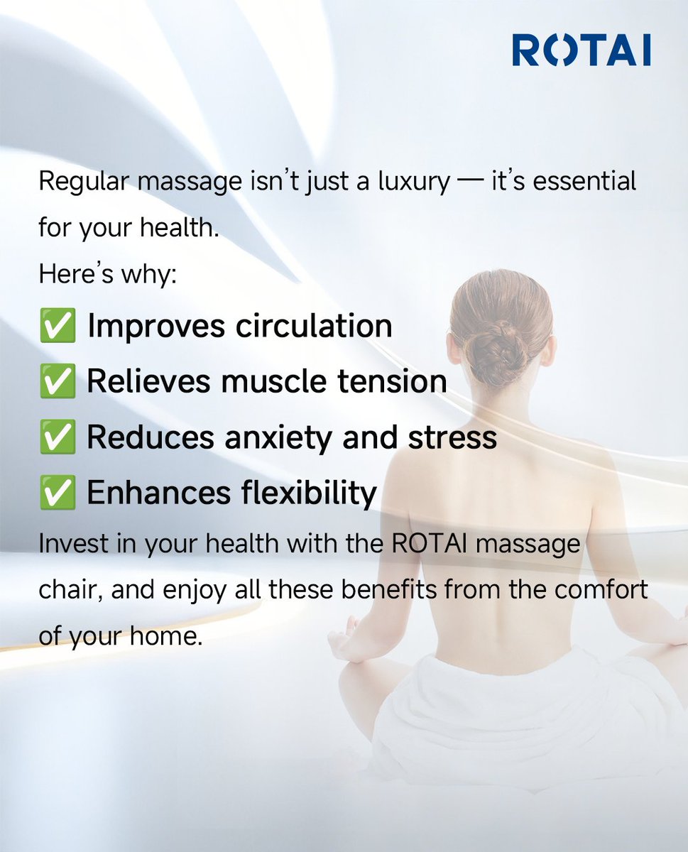 RotaiC's tweet image. Spring is the perfect time to recharge! 🌸 Massages relieve stress, boost circulation, improve flexibility, and help you sleep better. Make self-care a priority this season. #SpringSelfCare #MassageBenefits #ROTAI #RelaxAtHome