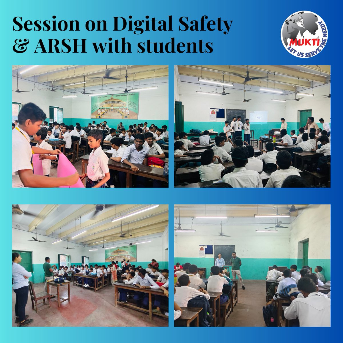 muktiwebb's tweet photo. On 18th March, Mukti CHILD Project engaged 72 students at Metropolitan Institution on: 💻 Digital Safety &amp; Cyber Security (with Cyber Security Cell) 🩺 Adolescent Reproductive &amp; Sexual Health (ARSH)
Kudos to facilitators Snehasish &amp; Umar for a high-energy, impactful session! 🌟 https://t.co/6l0QKpWER0