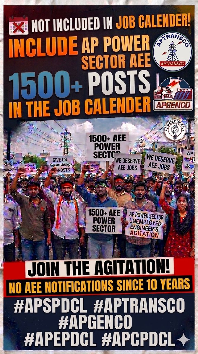 ap_Transco's tweet photo. Sir 
@ravi_gottipati garu, 
@nara lokesh Please Recruit AEE in Power department, No recruitements of AEE from 10years.Job calender lo energy department nundi okka post kuda ledu Sir.We are investing time and money in preparation, Sir, please kindly give notifications of AEE. https://t.co/PZF1RMOOPe