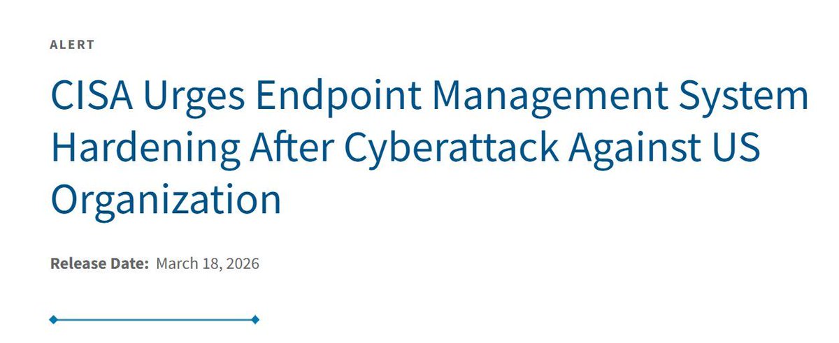 𝗛𝗮𝗿𝗱𝗲𝗻 𝗬𝗼𝘂𝗿 𝗜𝗻𝘁𝘂𝗻𝗲 𝗡𝗼𝘄! 🛡️💻

CISA urges hardening after #Stryker attack:

🔹 Use Intune RBAC (Least Privilege)
🔹 Phishing-resistant MFA
🔹 Multi-Admin Approval for wipes

🔗 buff.ly/4NMQ2Wy 

#InfoSec #shiftavenue