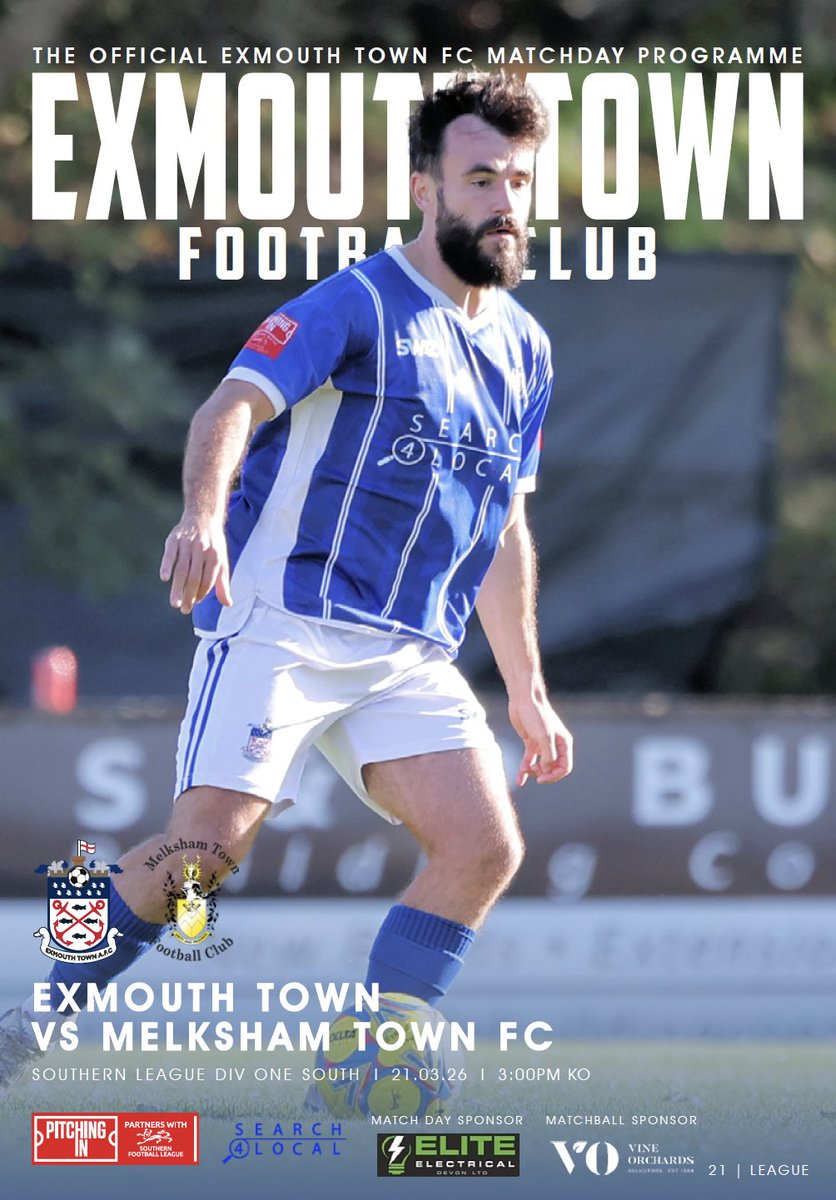LtdSomerset's tweet photo. Tomorrow's Football FEAST, in the @SouthernLeague is @ExmouthTown_FC vs @MELKSHAMTOWNFC  !!                  

For a FREE Matchday Programme, click the link 📲                                         

Link: https://t.co/pRvJupCD6R  

UTT ⚽️🏆🟦 https://t.co/UviIjs3nHE