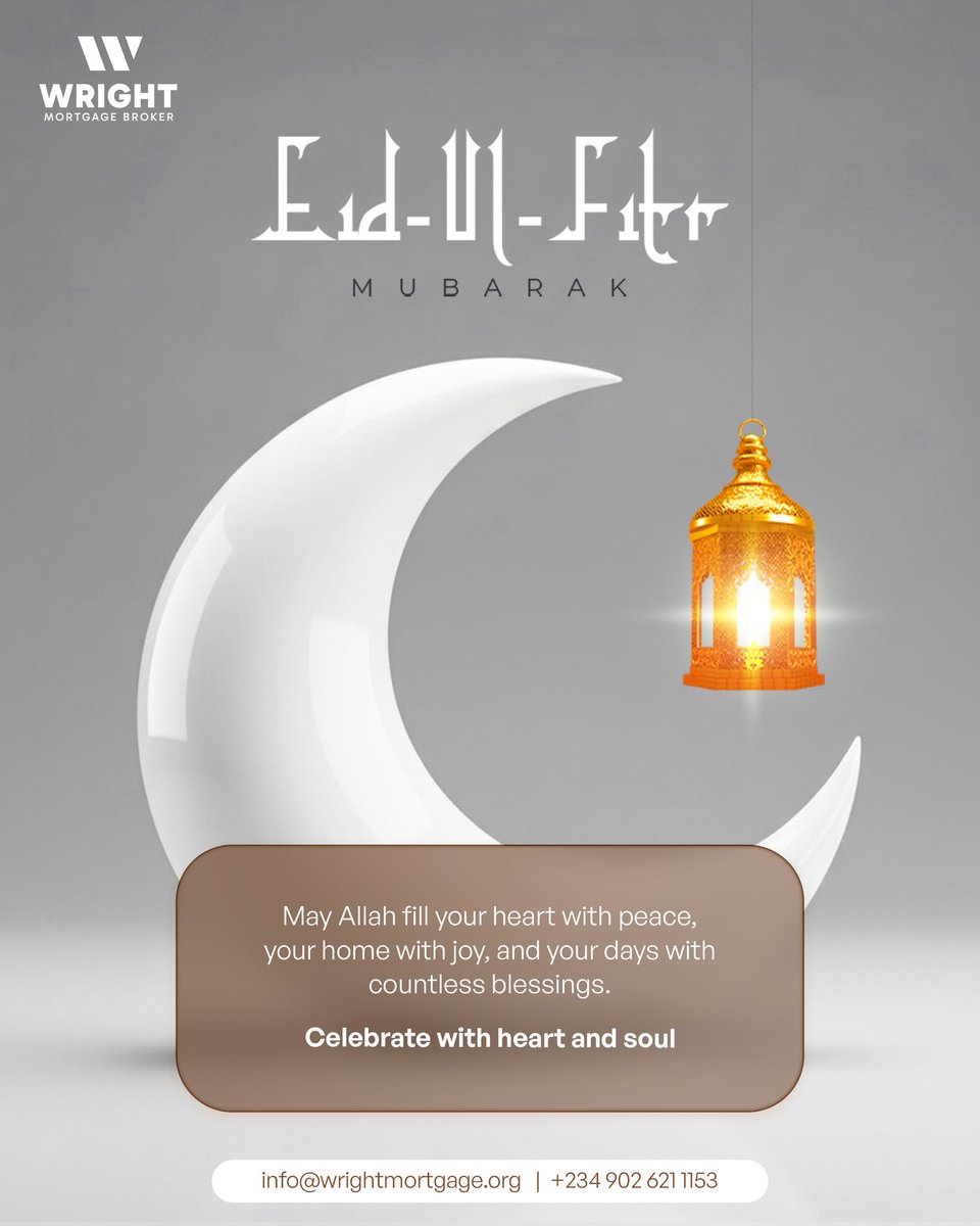 WrightMortgage1's tweet photo. Eid Mubarak 🌙✨

From all of us at Wright Mortgage, we wish you a celebration filled with light, hope, and endless possibilities.

A season to pause, reflect, and embrace what’s ahead. https://t.co/5akL73S1de