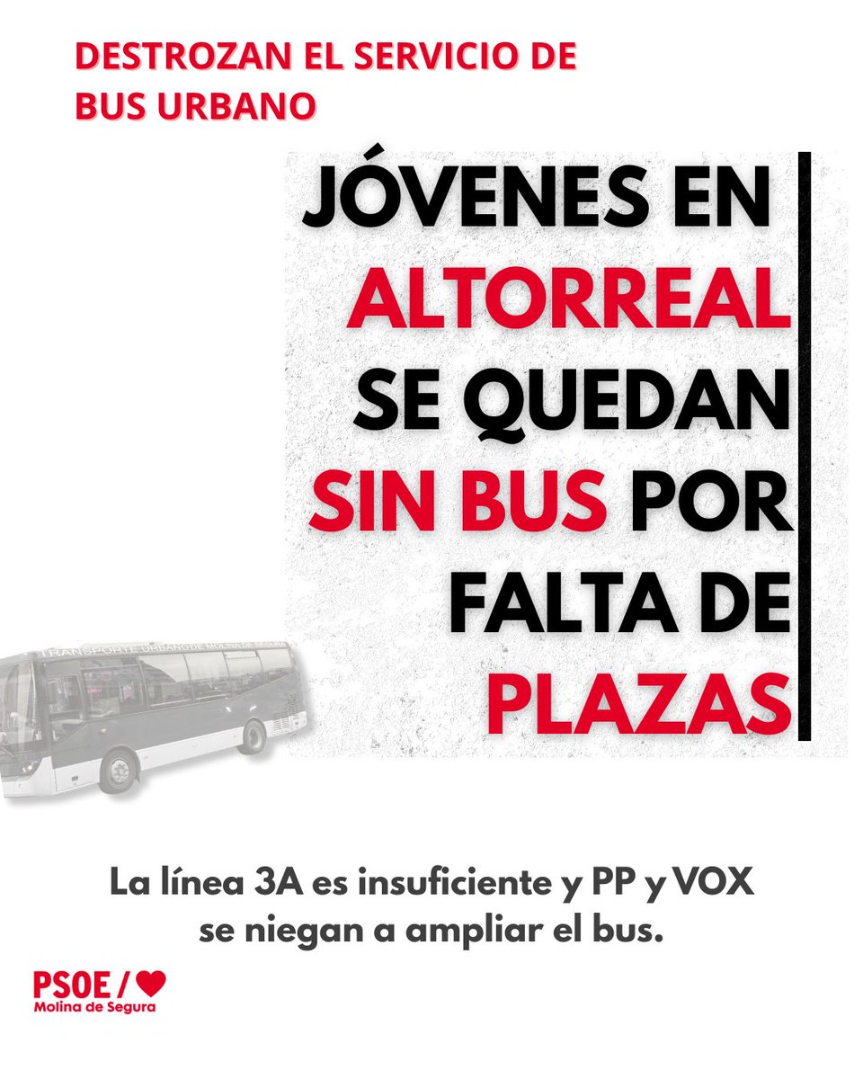 En Altorreal ya se está notando.

Jóvenes que dependen del autobús para estudiar o trabajar y que ahora ven cómo cambia el servicio.
Y además, con agravio comparativo en el precio:
no todos los vecinos pagan lo mismo.

Esto no es solo transporte.
Es igualdad.

No vamos a permitir