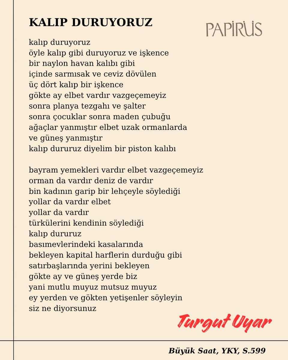 Papirusdergisi's tweet photo. “Bayram yemekleri vardır elbet vazgeçemeyiz.”

Turgut Uyar https://t.co/KpkNuv9d9w