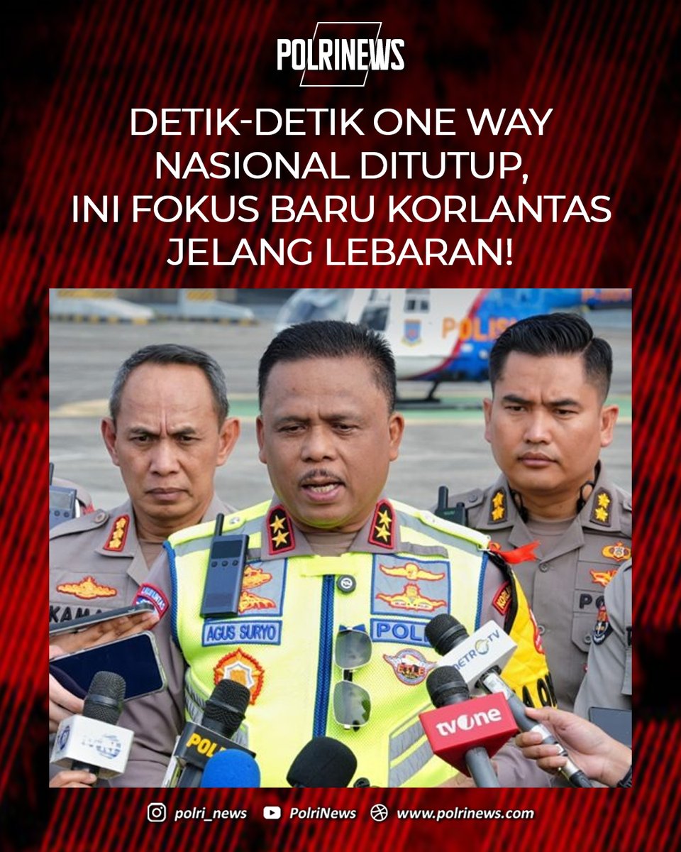 ONE WAY NASIONAL RESMI STOP!

H-1 Lebaran, Korlantas Polri resmi hentikan rekayasa lalu lintas One Way Nasional.

Kabar baik! Meski kendaraan tembus 270 ribu, arus mudik tetap aman &amp; terkendali

#Mudik2026 #OneWay #LebaranAman #MudikSelamat #KorlantasPolri #OperasiKetupat2026