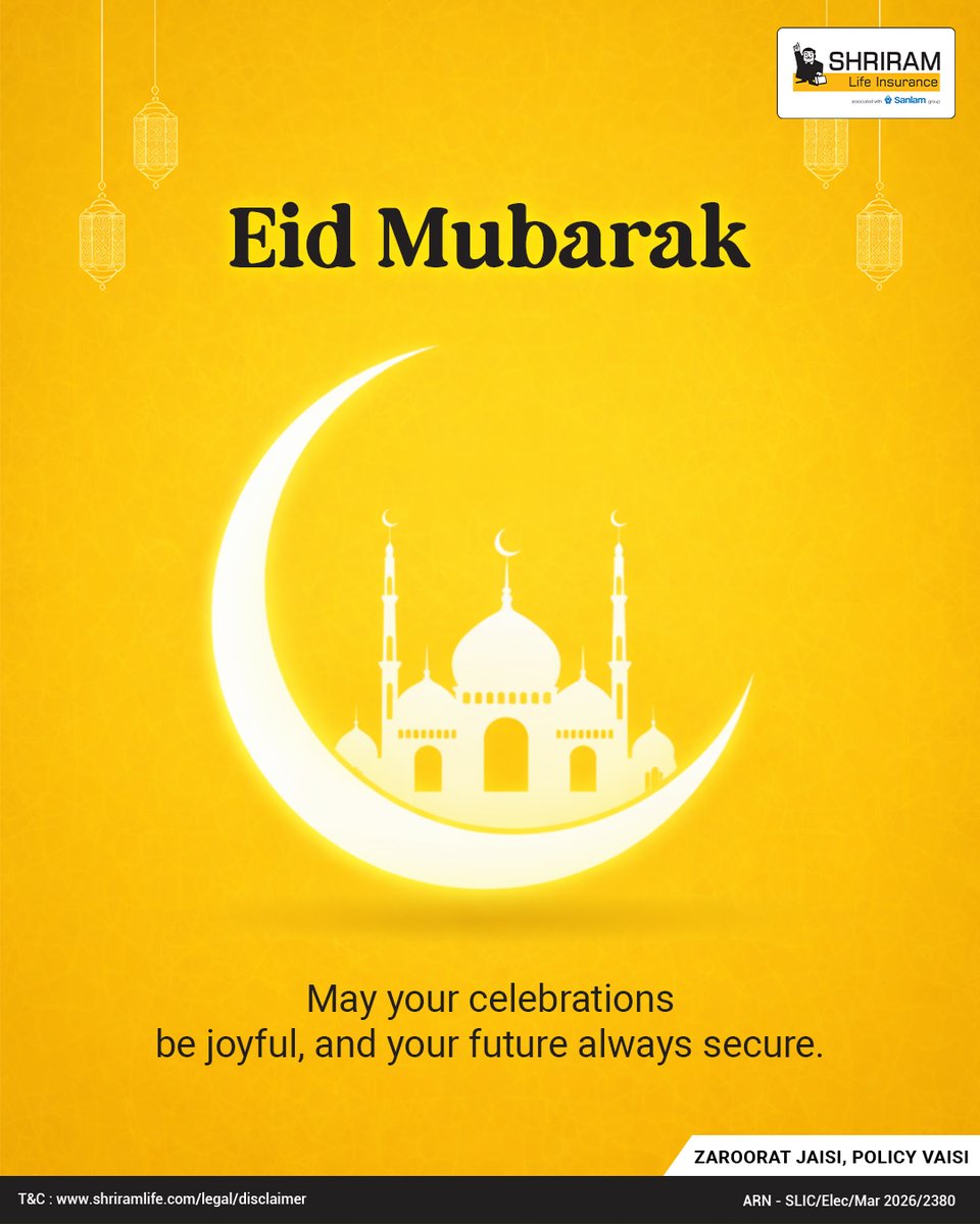 ShriramLifeIns's tweet image. This Eid, celebrate the joy of togetherness and the comfort of being secure 
Because the happiest moments are the ones lived with peace of mind.
Eid Mubarak!

Secure your loved ones this festive season: shriramlife.com

#EidMubarak #ShriramLifeInsurance #InsuranceForAll