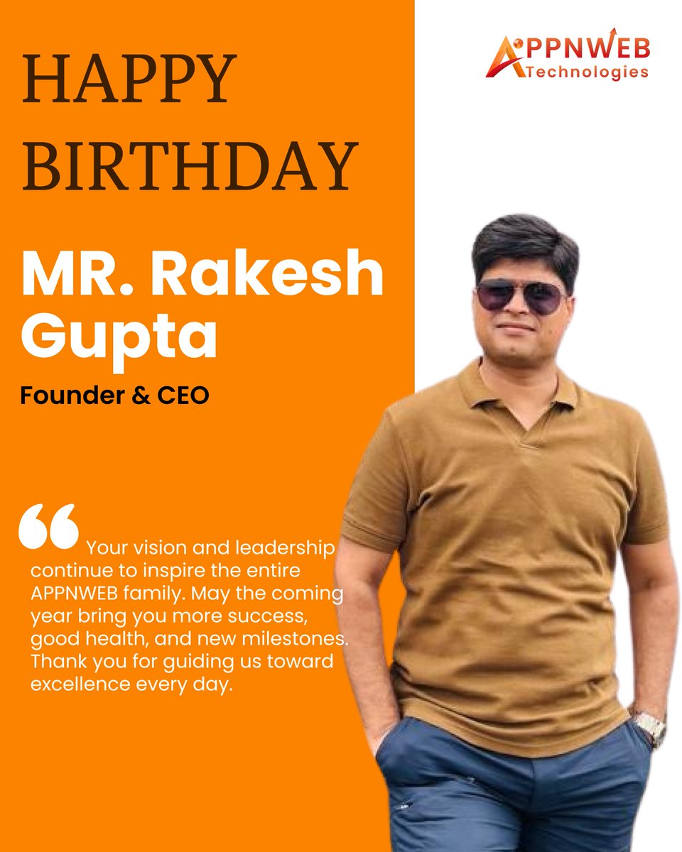appnwebtech's tweet photo. Grateful for a leader who pushes us to be better every day 🌟

Happy Birthday, Sir! 🎉

#Leadership #Inspiration #TeamGoals https://t.co/E9w2yTZHYN