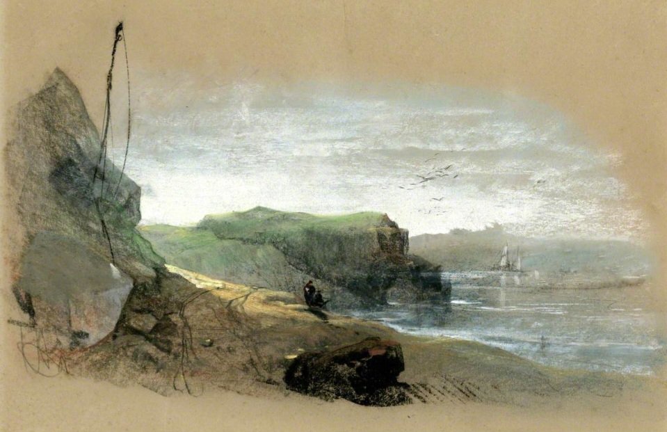 ahistoryinart's tweet photo. Relatively little is known of the early career of the Suffolk painter Henry Bright. A pupil of John Sell Cotman, and a friend of Turner, he was a master at depicting the effects of sunlight and shadow. This pastel is 1850-ish. https://t.co/1sLDKKkZNT