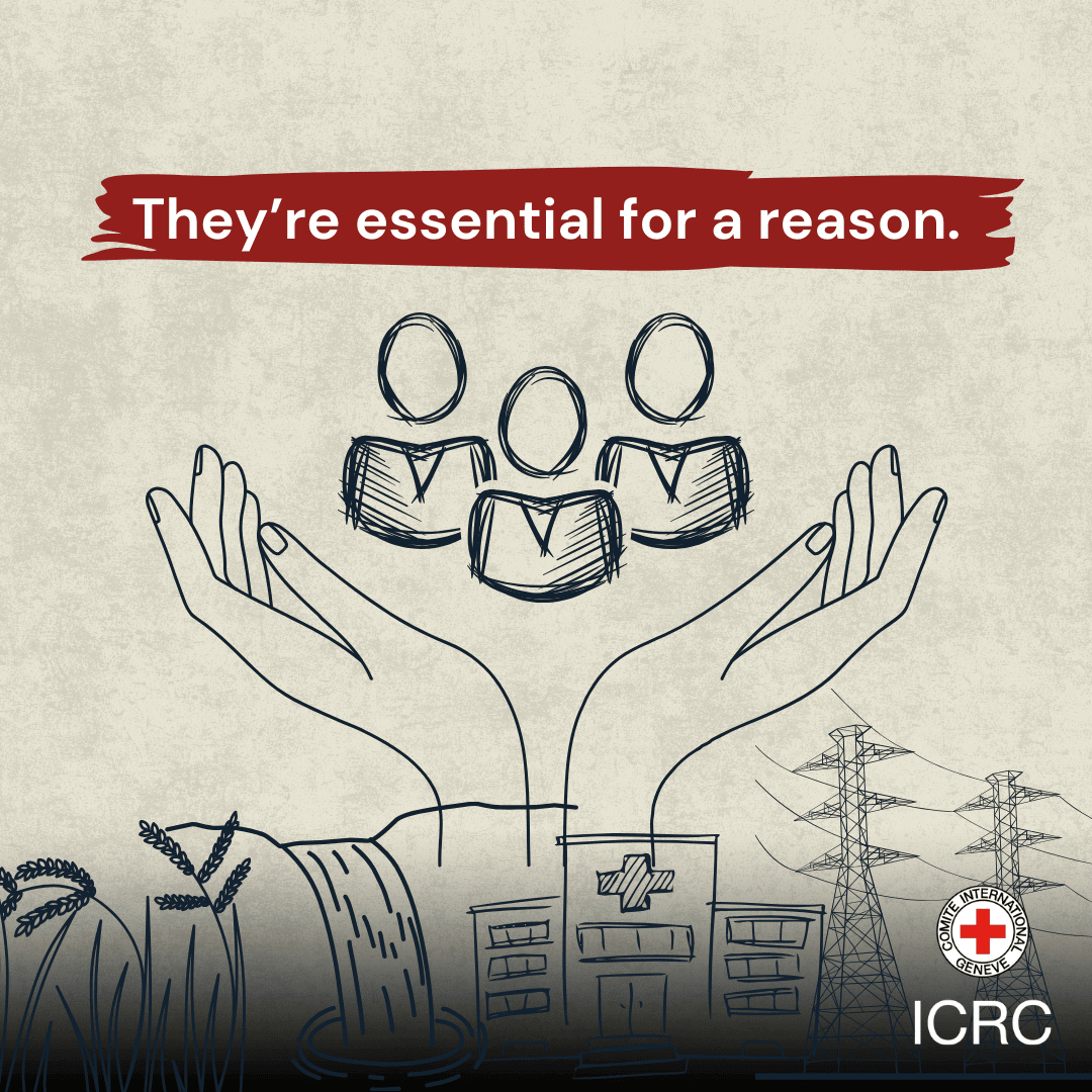 ICRC's tweet image. Access to water, healthcare and electricity is essential for safeguarding human life, especially during armed conflicts.

These are not luxuries, they are fundamental needs protected under #IHL.