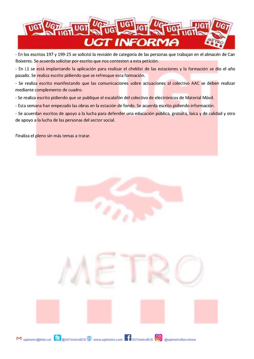 UGT Metro Barcelona tweet media
