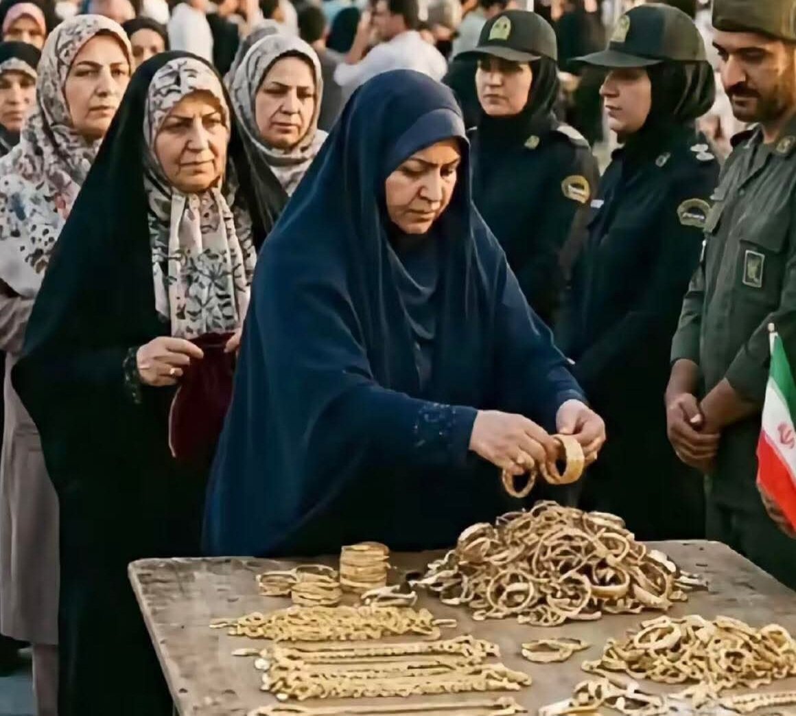 While USA is busy looting gold from Venezuela , Iranian ladies are in queue to donate whatever gold they have to help their nation survive ...