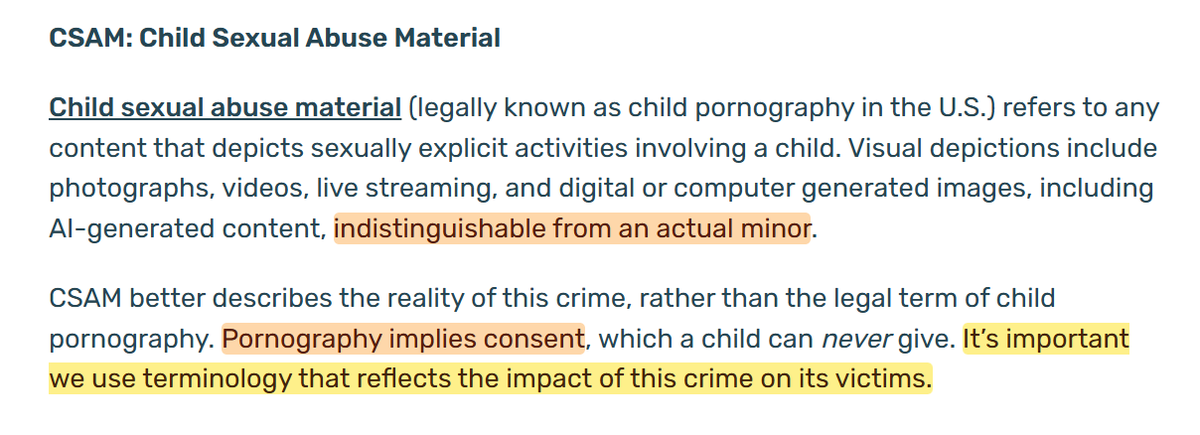 purity_culture's tweet photo. And if you call anime style drawings "CSAM", you're no better.
CSAM describes "records of REAL CHILDREN being sexually abused". https://t.co/hwX4dDhalN