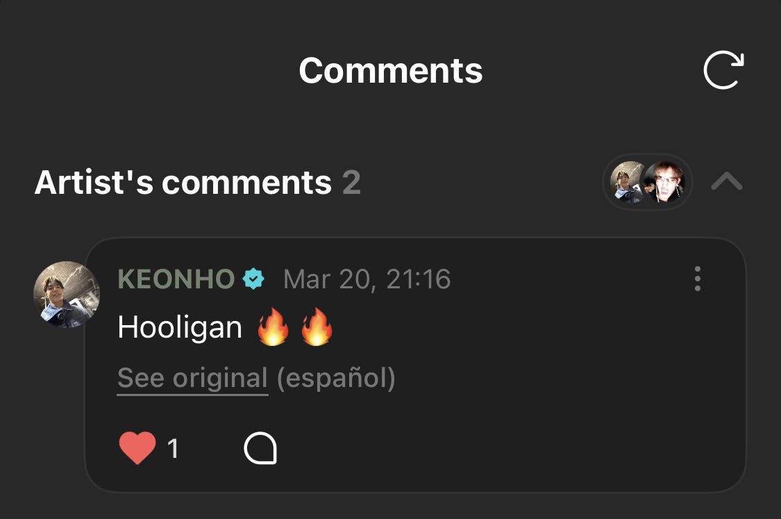 keonhoguide's tweet image. #KEONHO left a comment on #SEONGHYEON wvs moment :

🐶 Hooligan

Hooligan is 🔥seriously my fav also 😭