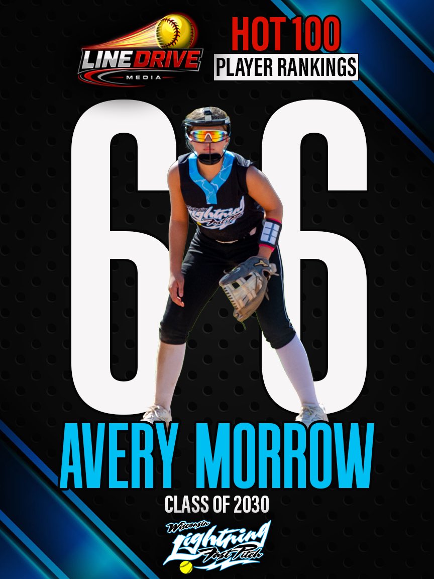 2030Lightning's tweet photo. Congratulations to @averymorrow2030 for being selected to the #66 spot in the @LineDsoftball 2026 Hot 100 player rankings list for the Class of 2030! https://t.co/zkGfOATNJ8