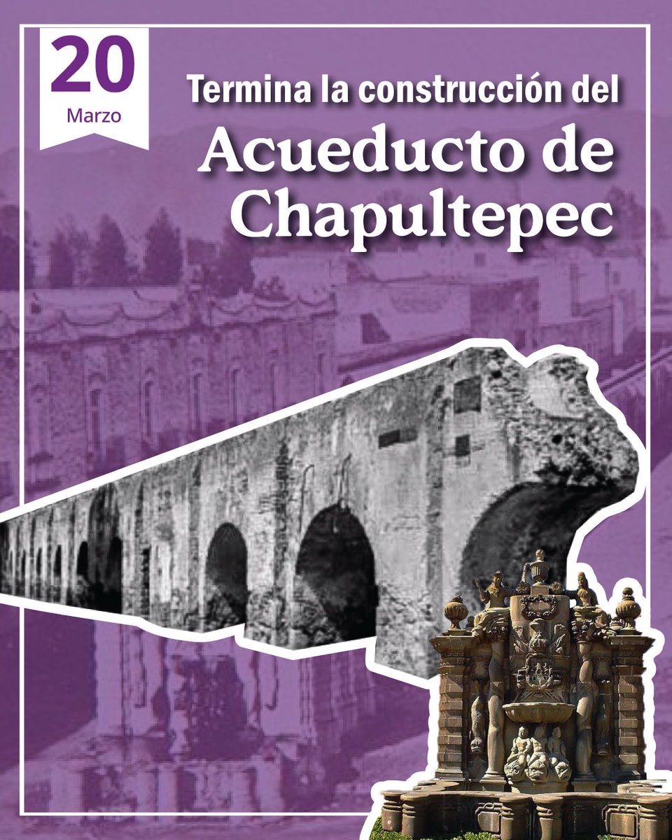 RocioBarcenaM's tweet image. El 20 de marzo de 1779 concluyó la construcción del acueducto de Chapultepec, obra que permitió mejorar el abastecimiento de agua en la capital. Este proyecto recuerda que la infraestructura pública también contribuye al #bienestar y el #desarrollo de las ciudades.