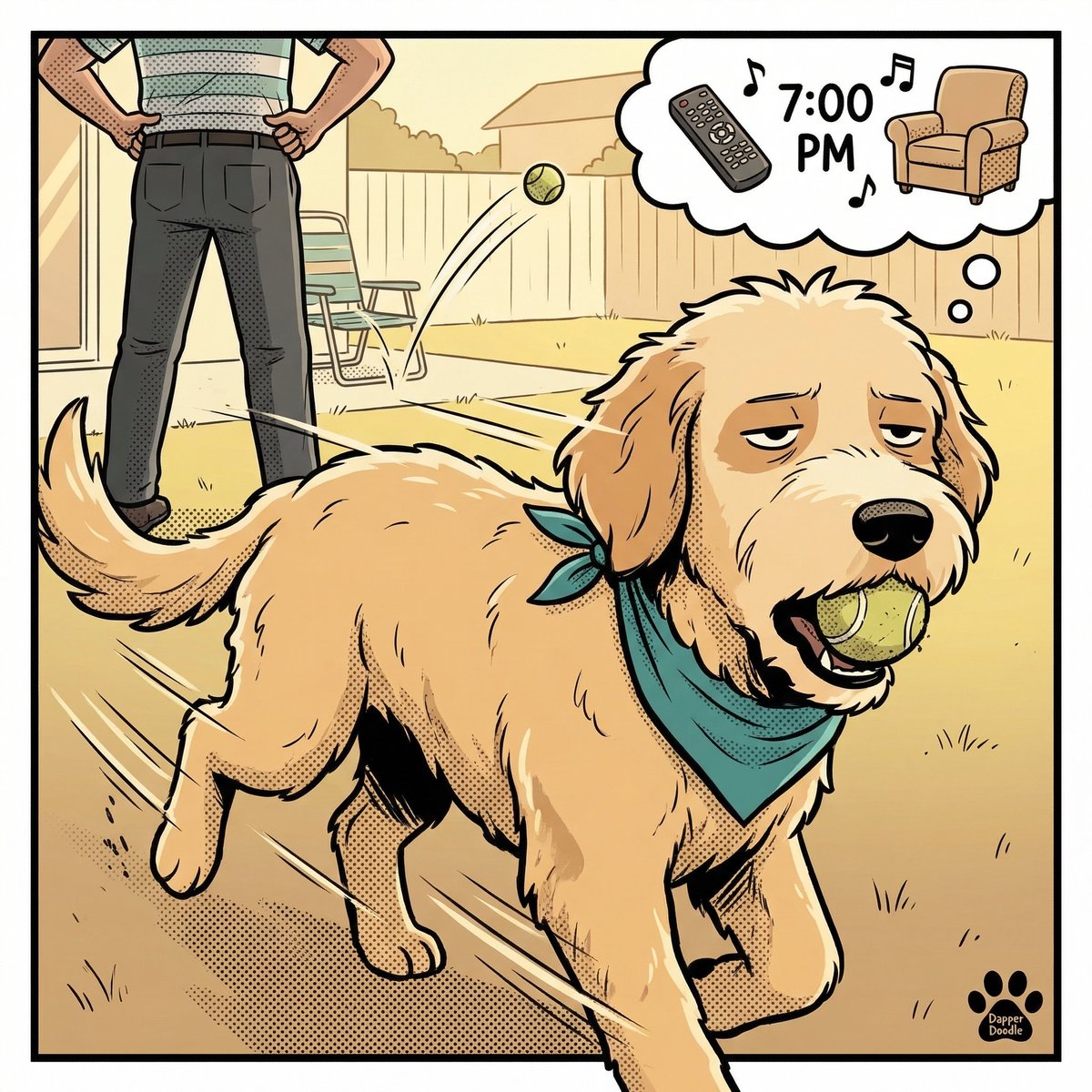 DapperDoodle45's tweet image. My human has thrown the ball 17 times today.

He has moved approximately 11 feet.

I am not saying he's lazy. I'm saying I've done the math.

*(also American Idol is on at 7, Gerald)*

#DapperDan #DogLogic #417Dogs

Read More: dapperdoodlegrooming.com/the-ball-situa…