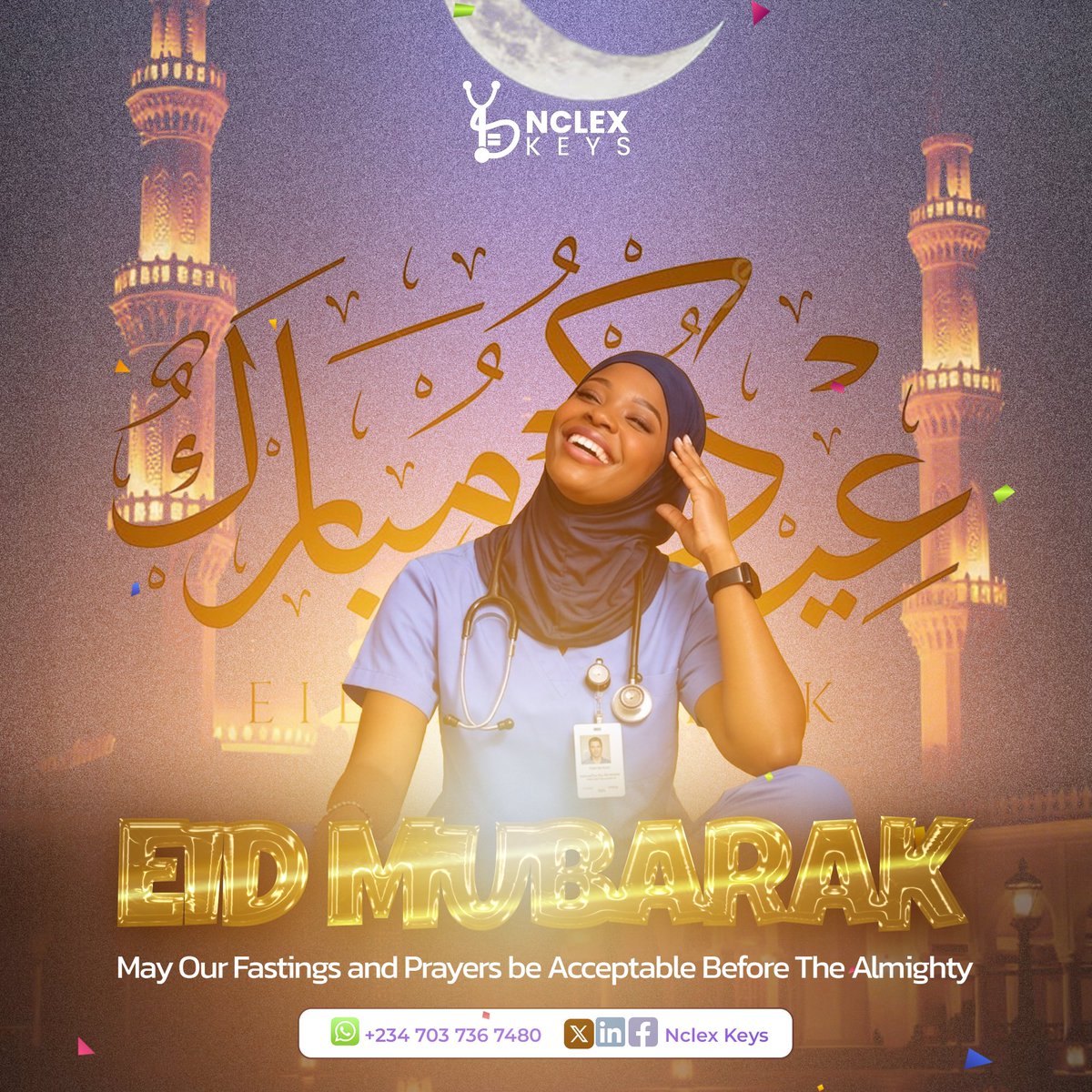 nclexkeys's tweet photo. Happy Eid al-Fitr 🌙✨

May this blessed season bring peace, joy, and abundant blessings to you and your families. https://t.co/wJSHxPEY4B