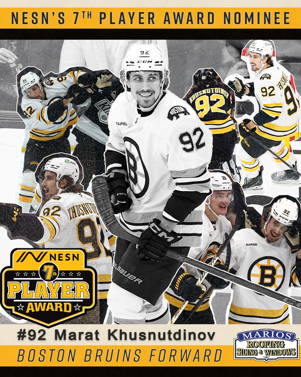 NESN's tweet image. Marat Khusnutdinov has had quite a second season in Boston...

Is he this year's 7th Player? 

🔗 nesn.com/7thplayer 
🤝 @marios_roofing