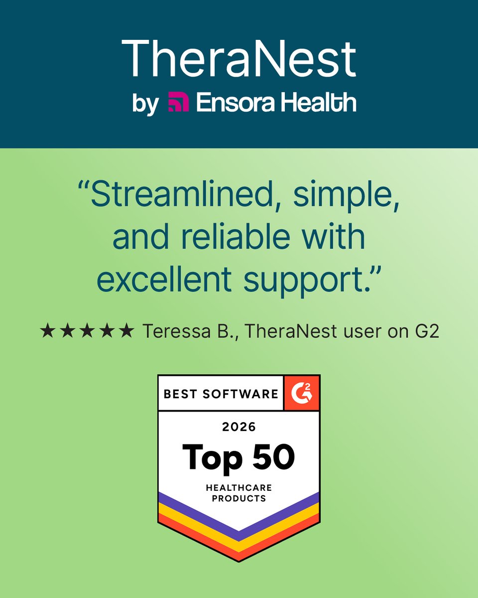 If your software creates more work, it’s the wrong software.

TheraNest made G2’s Top 50 Healthcare Products because clinicians keep saying the same thing:
“Streamlined, simple, and reliable with excellent support.”

What’s the feature you rely on every single day?

#TheraNest