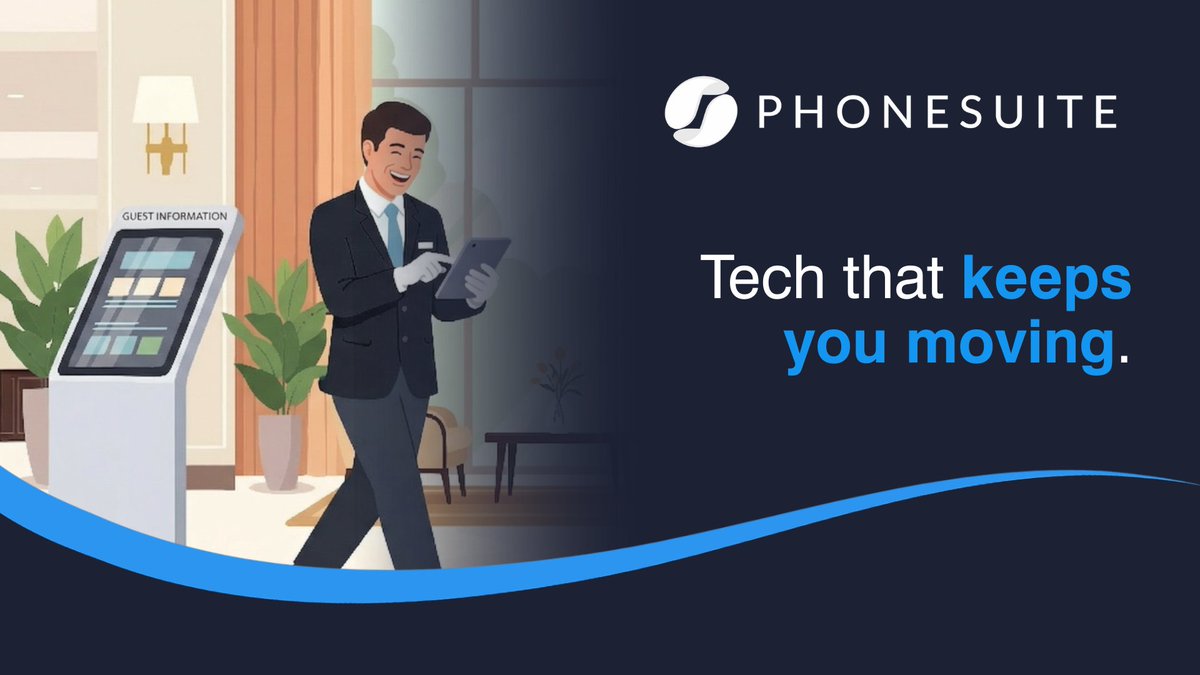 Phonesuite's tweet photo. Don't stay stuck behind the desk. 🏃 Our mobile-first tools keep your team moving and your guests happy. #Teamwork #HospitalityTech https://t.co/FRgOxurxOX https://t.co/wSGhYKpdyH