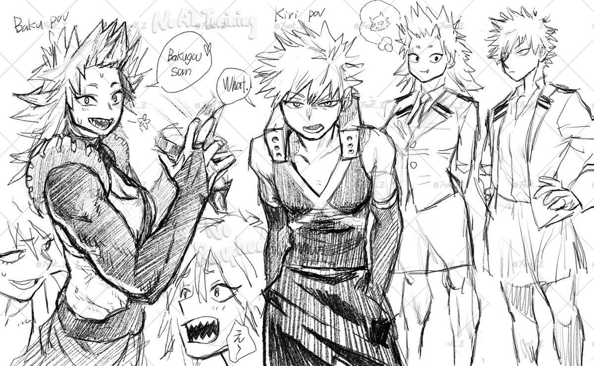 #krbk #bkkr #切爆 #爆切
Wip of fem kiribaku. I can’t stop thinking about them and holy fuck I was blushing the entire time I drew this they’re so cute????????
