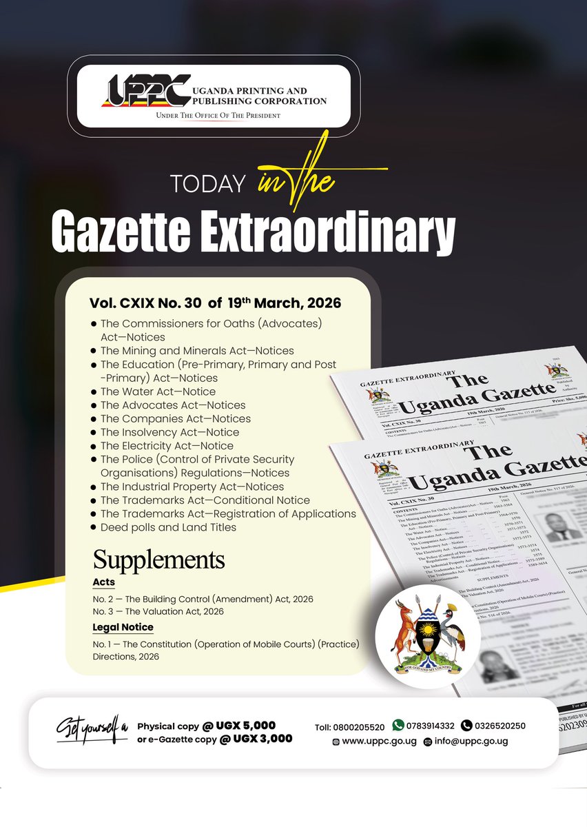 The Uganda Gazette tweet media