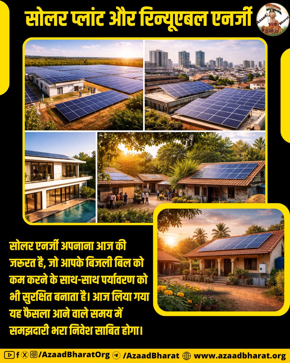 सोलर एनर्जी अपनाना सिर्फ पैसे बचाने का तरीका नहीं, बल्कि एक स्मार्ट और जिम्मेदार फैसला है जो आपके घर को आत्मनिर्भर बनाता है और आने वाली पीढ़ियों के लिए स्वच्छ भविष्य सुनिश्चित करता है। azaadbharat.org/?p=14198