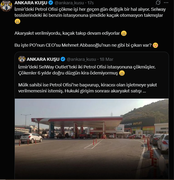 IzmirNhaber's tweet photo. Selway Petrol Ofisi İddiası: Kaçak Akaryakıt mı satılıyor?
https://t.co/caquxD2zEr
#selway #petrolofisi #kaçakyakıt Aleyna Kalaycıoğlu Akın Gürlek Mehmet Şimşek https://t.co/80dic5OA4C