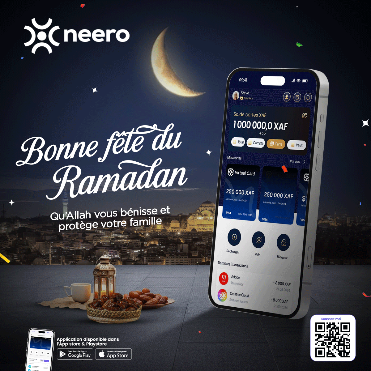 neero_cm's tweet photo. 🌙 Bonne fête de Ramadan ! ✨
Que ce jour de fête soit rempli de paix, de joie et de partage pour vous et vos proches. Profitez de chaque instant avec sérénité. Que les bénédictions d’Allah vous accompagnent. 🤲💙
#RamadanEid #Neero #PaixEtPartage #EidMubarak https://t.co/ypMGiB01mB