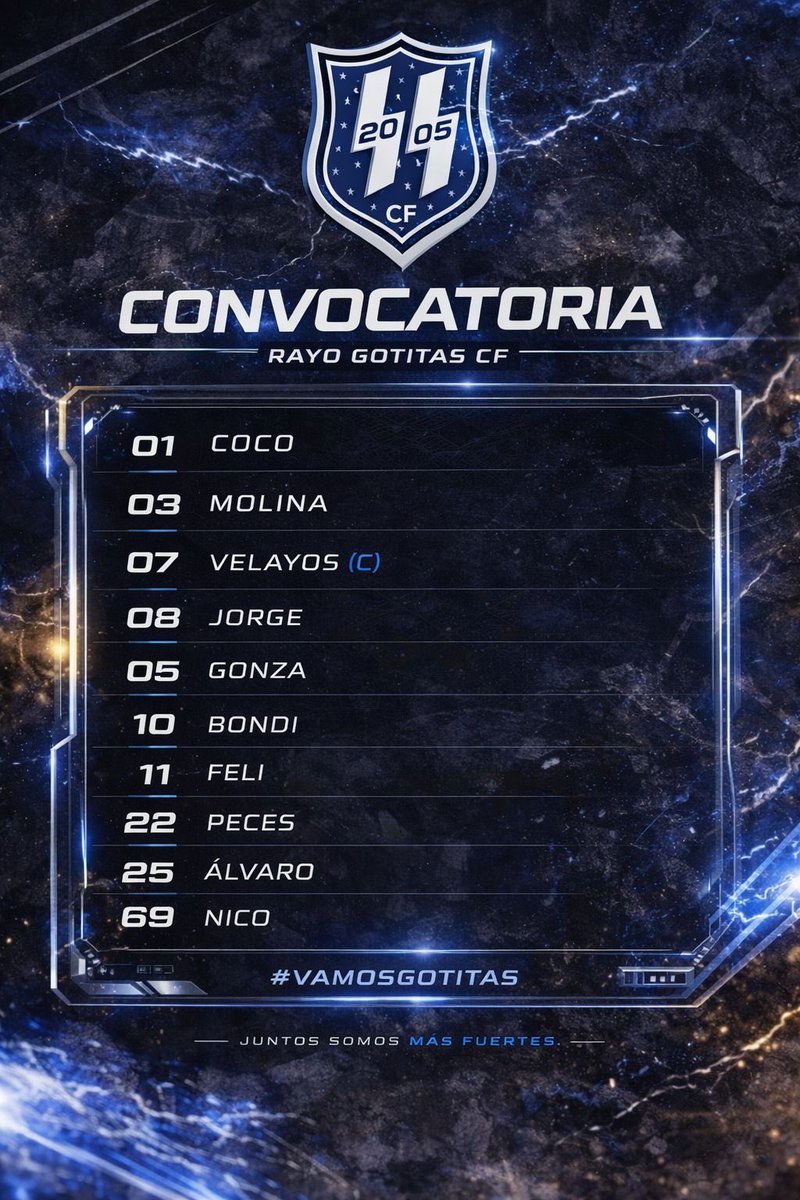 Nuestra convocatoria para la decimoséptima jornada. 🩵⚡️🤍
#QueLlueva 💦