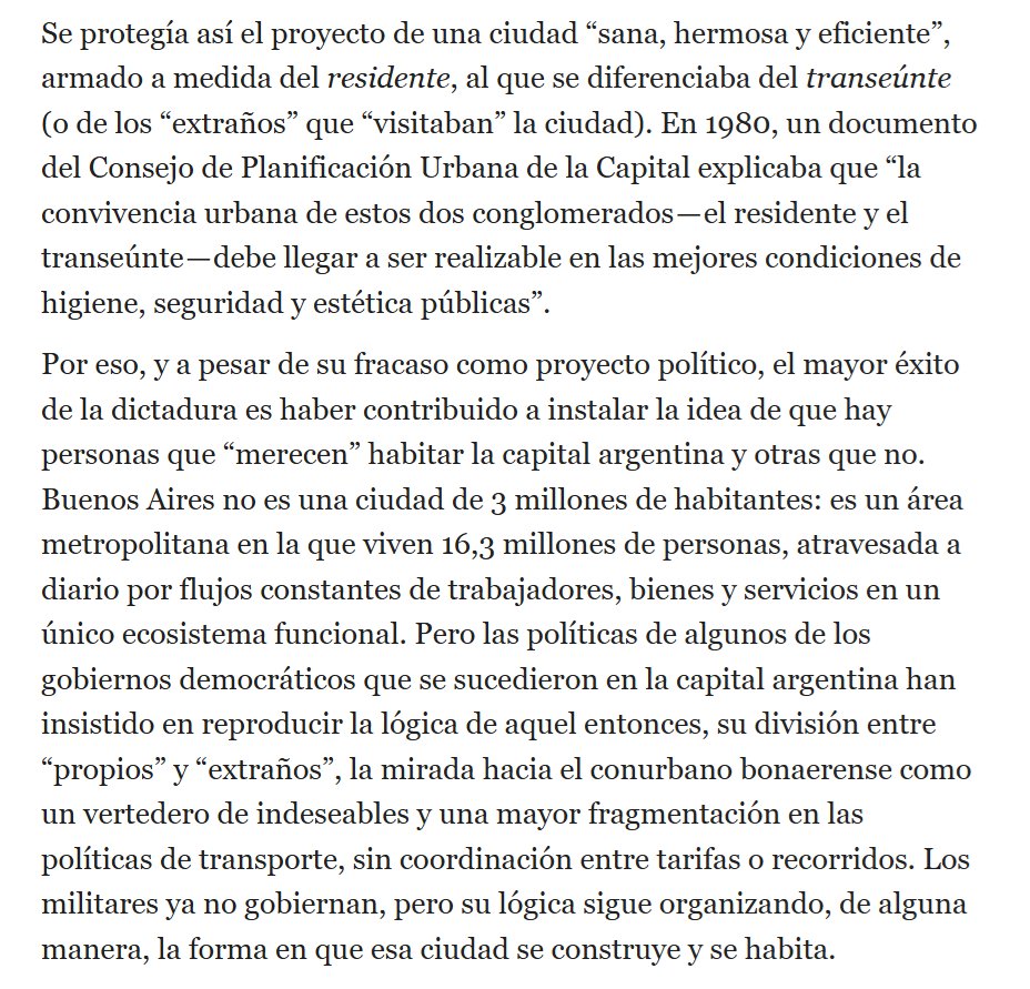 “Vivir en Buenos Aires no es para cualquiera”: un discurso (y una serie de políticas públicas) que datan de 1976 pero que, 50 años después, continúan permeando la lógica de algunos gobernantes.

cenital.com/merecer-la-ciu…