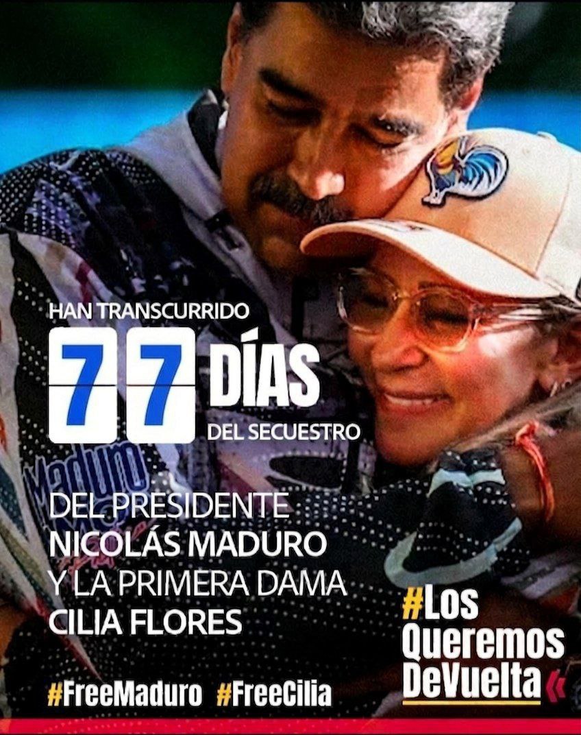 RinaldoRon78772's tweet photo. 77 Días del secuestro del Presidente de los venezolanos Nicolás Maduro y la Primera Dama Cilia Flores👉✌️🇻🇪 #BringThemBack #LosQueremosDeVuelta #FreeMaduroAndCilia https://t.co/SxjRzF98BE