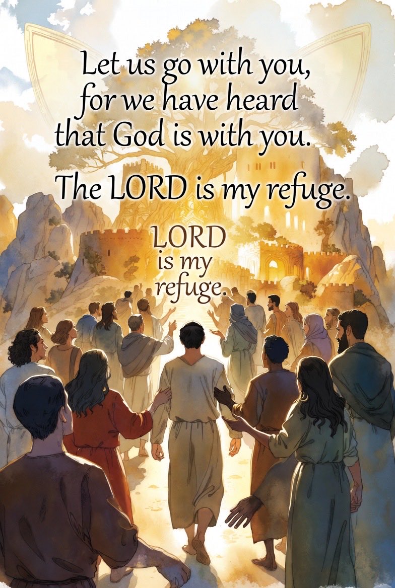 “Let us go with you, for we have heard that God is with you.” (Zechariah 8:23)

“The LORD is my refuge.” (Psalm 91:9)