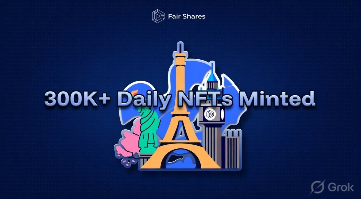 300,000+ Daily NFTs minted 🎉
Huge thanks to everyone in the community who keeps showing up with us.

Keep checking in.
Keep stacking your Daily NFTs.

Each one is a proof of participation and a record of loyalty built over time.
👉 app.fairshares.io/waitlist