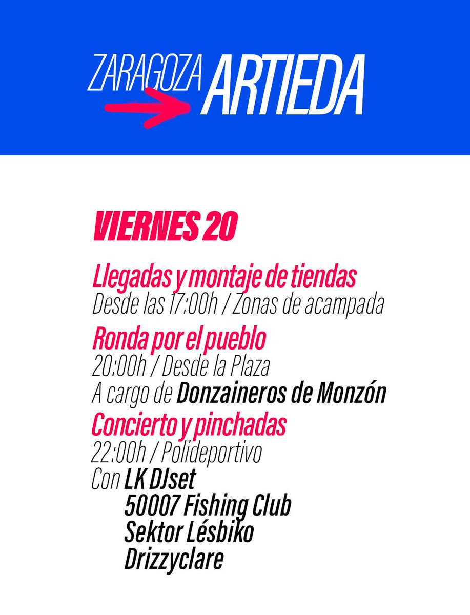 🔴Hoy nos vemos en Artieda (Zaragoza) en el comienzo de las Jornadas Antiimperialistas.

𝙋𝙧𝙤𝙜𝙧𝙖𝙢𝙖𝙘𝙞𝙤𝙣 𝙫𝙞𝙚𝙧𝙣𝙚𝙨 𝟮𝟬: