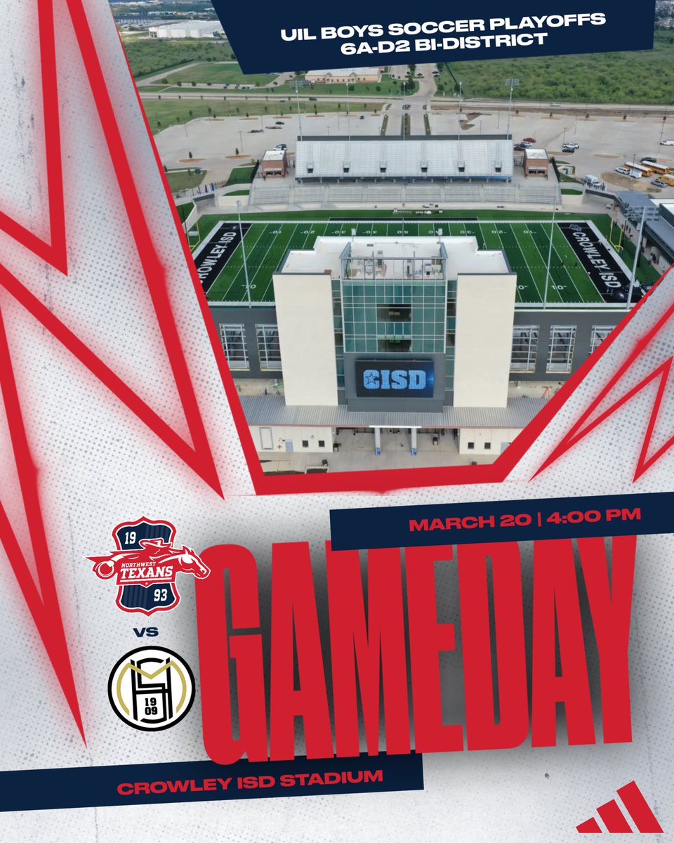 Get up for gameday! It’s playoff time in Texas!

🆚 <a href="/TheMansSoccer/">Mansfield Boys Soccer</a> 
⏰ 4:00pm
🏟️ Crowley ISD Multi-Purpose Stadium
🎟️ gofan.co/event/6353087?…
